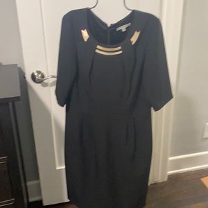 Black dress w metal built in collar, size 8